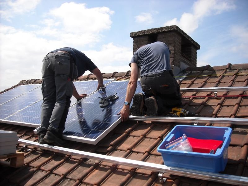 Solar Pannels installation on a roof