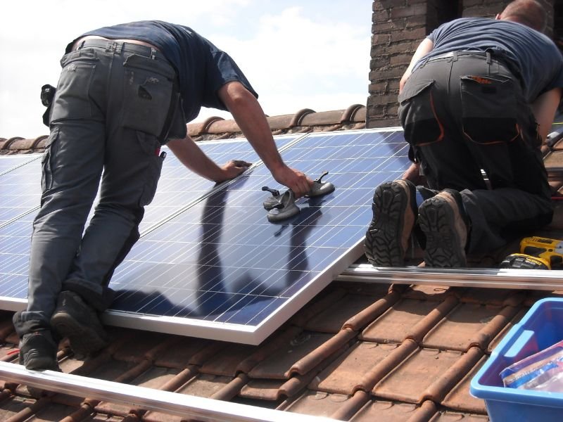 Solar Pannels installation on a roof