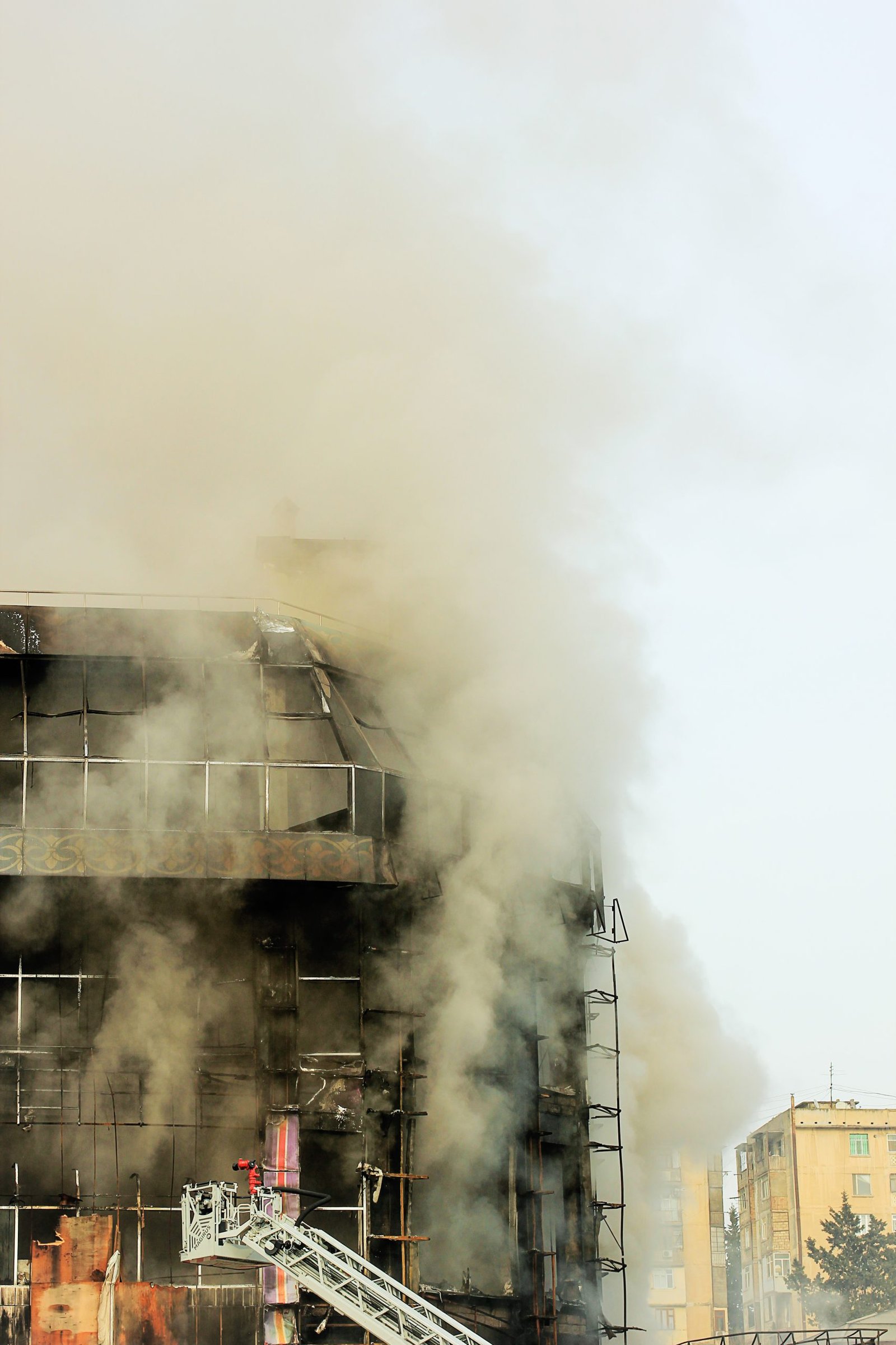 Burned building after a fire incident